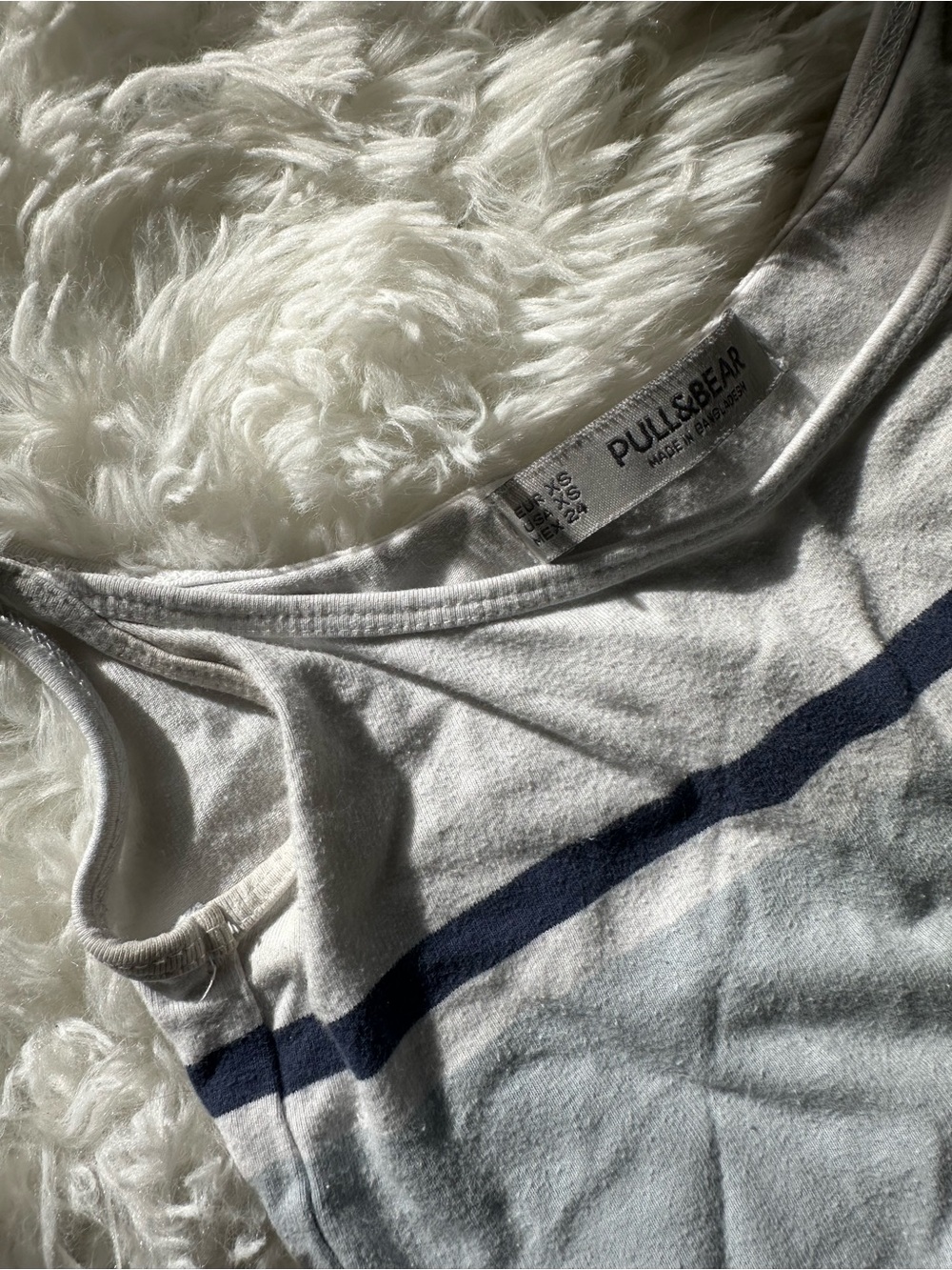 Pull&Bear White and Navy Striped Tank